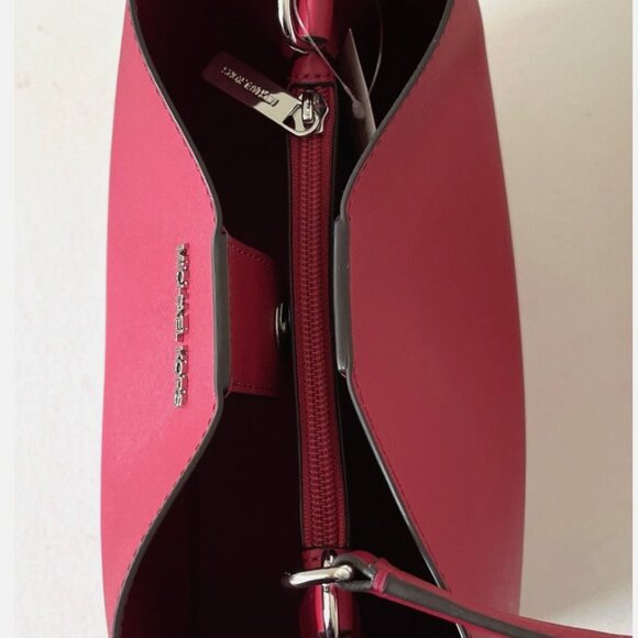 New Michael Kors Pratt Medium Shoulder Bag Dark Raspberry - Picture 5 of 6